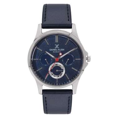 Daniel Klein Exclusive DK12118-3 Men Blue Dial Blue Leather Strap [Machtwatch] Biru
