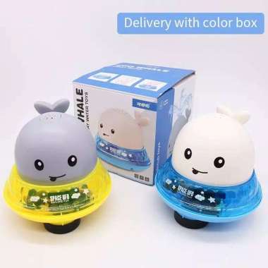 Mainan Mandi Paus Whale Semprot Air Lampu LED UFO Whale