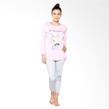 Aily S81 Setelan Baju Tidur Wanita Celana Panjang - Pink