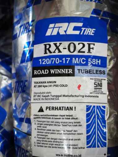 Ban Motor CBR250 / NINJA250 / R25 IRC RX-02F 120/70 ring 17 Tubeless