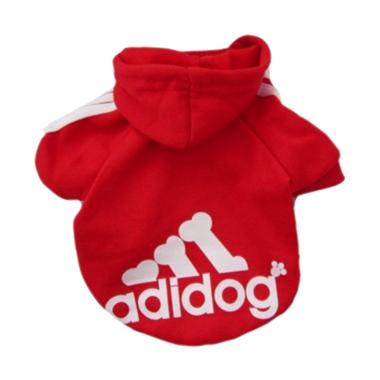 Puppy Pet Adidog Baju Kaos Mantel Jaket Anjing - Merah
