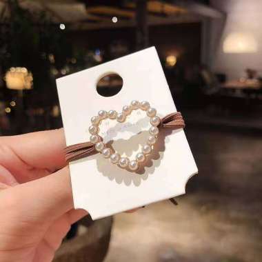 ONE-C215 Karet Ikat Rambut Mutiara Motif / Kuncir Rambut Korea / Kunciran Rambut Anak / Karet Kuncir