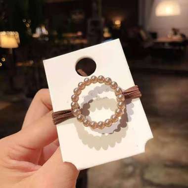 ONE-C215 Karet Ikat Rambut Mutiara Motif / Kuncir Rambut Korea / Kunciran Rambut Anak / Karet Kuncir