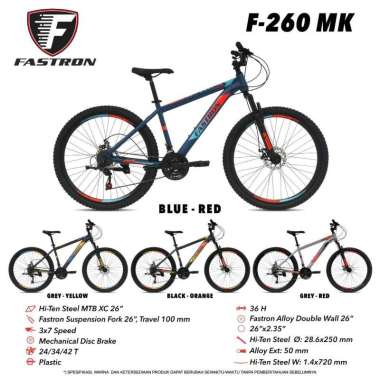 MTB 26 Inc Fastron By.pasific 3x7Speed Innercable Rem cakram Velag alluminium