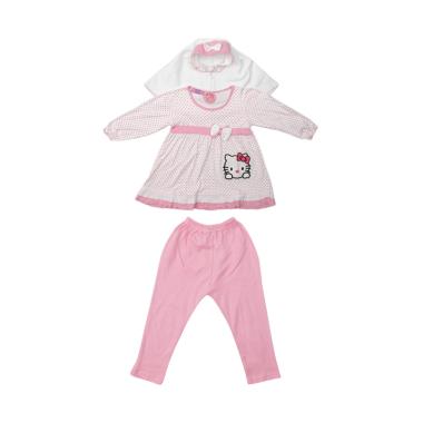 4 You Set Hijab Blouse and Pants Anak - Pink
