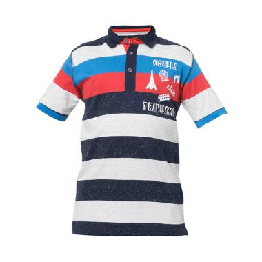 Osella Kids Polo Stripe Paris Traveling Baju Atasan Anak - Navy