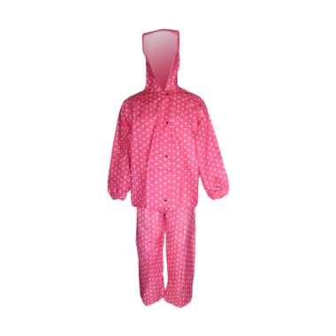 Rainy Collections Motif Polkadot Parasut Jas Hujan Setelan - Pink