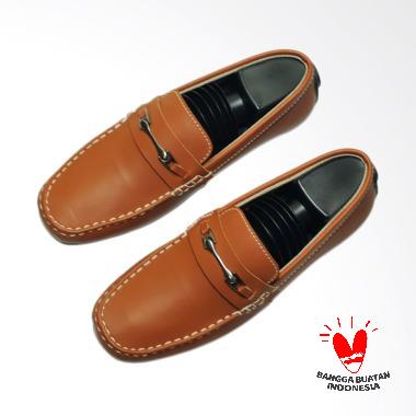 Fellas Shoes Moccasin Simpleplan Leather Syntetic Sepatu Pria - Tan