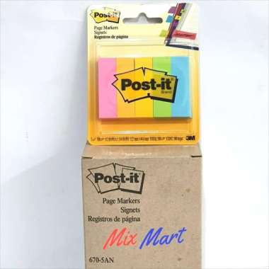 Post It Page Markers 3M 5 colour x 100 sheets 670-5AN Sticky Notes