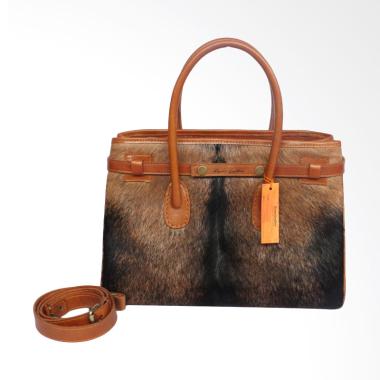 Kenes Leather Kulit Hermes Bulu Tas Wanita - Brown