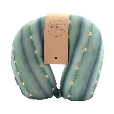 Uchii Travel Neck Pillow Bantal Leher - Green Cactus