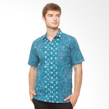 Batik Agrapana Cap Smoke Kemeja Batik Pria - Biru