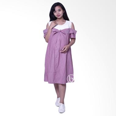 Mama Hamil DRO 884 Sabrina Pita Veranda Baju Dress Ibu Hamil dan Menyusui - Pink Mama Hamil DRO 884 Sabrina Pita Veranda Baju Dress Ibu Hamil dan Menyusui - Pink