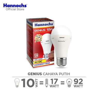 Hannochs AC/DC Emergency Genius Lampu LED - White [10 W] PUTIH