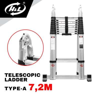 HL Tangga Lipat Aluminium Teleskopik Tipe A 7.2M Double