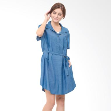 Mooimom Denim Nursing Dress Baju Hamil Menyusui - Navy
