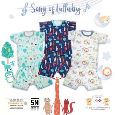 Libby Baby Piyama Anak Pendek | Baju Bayi | Pakaian Bayi | 3 Setelan Anak Oblong Pendek Motif S
