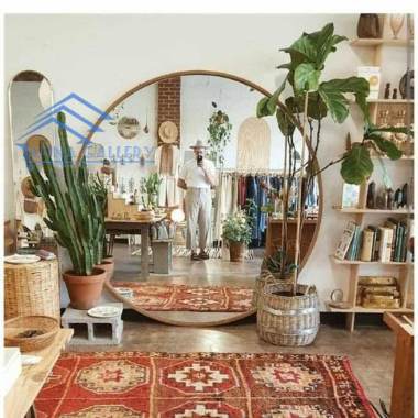 cermin badan besar bulat jati