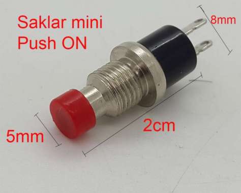 Saklar MINI PUSH ON ( bila di tekan ON & lepas langsung OFF ) silver