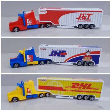 Mainan Truk Kontainer Ekspedisi - Miniatur Mobil Box JNE J&T DHL Anak - Merah