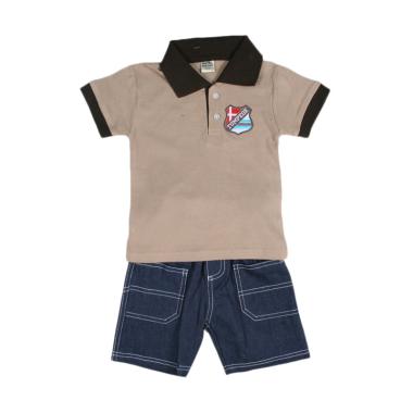 TOMPEGE TP-63410 Lakos Polo Setelan Baju Anak Laki - Coklat Muda