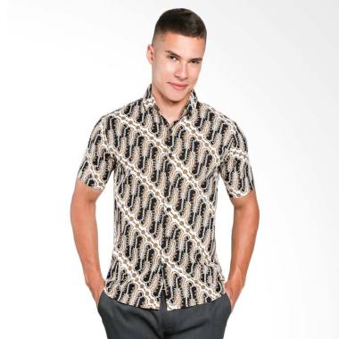 VM Slimfit Tangan Pendek Kemeja Batik - Krem [B-217]