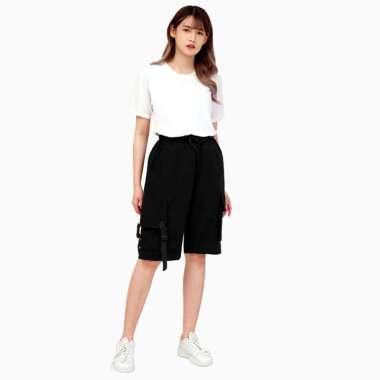 Celana pendek Cargo chino wanita Keren Terbaru - Jfashion Wilya XXXL Hitam