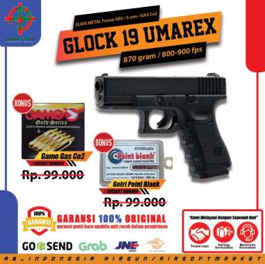 GLOCK19UMAREX UPGRADE FREE GAS 5 BOTOL DAN GOTRI 300 BUTIR