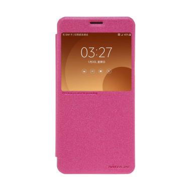 Nillkin Sparkle Leather Flip Cover Casing for Samsung Galaxy C9 Pro - Pink Pink