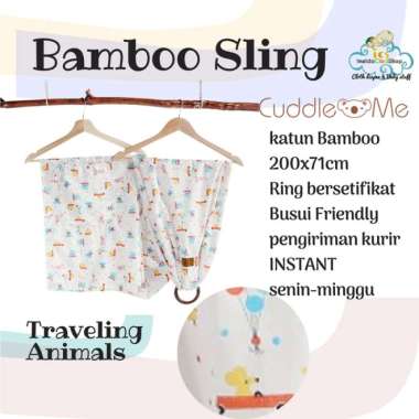 Ring Sling Bamboo Cuddle me gendongan bayi - Aqua Animals