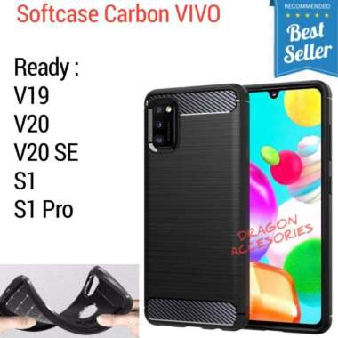 Softcase V19 V20 SE S1 Pro Vivo Silikon Slim Fit Carbon Fiber Case Casing Shockproof Silicone Cover 