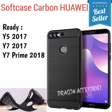 Softcase Y7 Prime Y5 2017 Huawei Silikon Slim Fit Carbon Fiber Case Casing Shockproof Silicone Cover