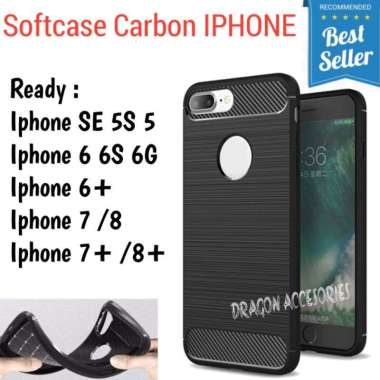 Iphone SE 5S 5 6 6S 6G 6+ 7 7+ 8 8+ Softcase Silikon Slim Fit Carbon Fiber Case Casing Shockproof SE