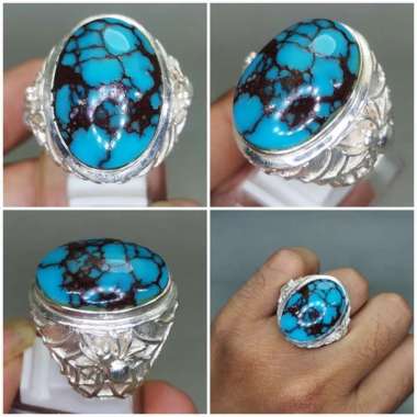 Batu Pirus Urat Merah Mesir Ring Perak Bagus