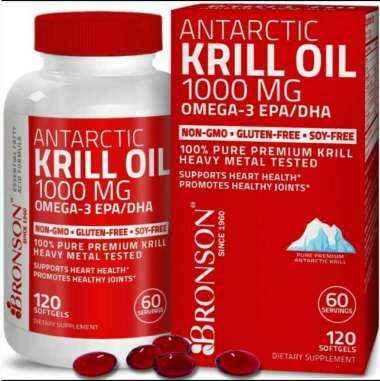 READY STOCK Bronson Antarctic Krill Oil 1000mg Omega 3 EPA DHA isi 120 kapsul
