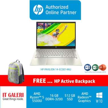 HP PAVILION 14-EC0013AU/EC0014AU R5-5500U/2X8GB/512GB/14.0/WIN10+OHS2019 SILVER