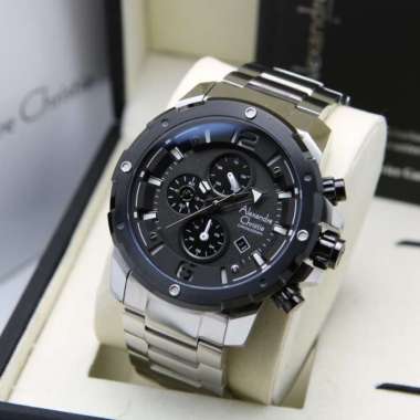 JAM TANGAN PRIA ALEXANDRE CHRISTIE 6410 AC6410MCB RANTAI ORIGINAL ORI SILVER BLACK