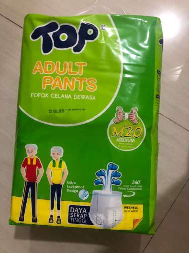 TOP Adult Diapers Pants Size M 20 Pampers Popok Celana Dewasa Ukuran M20