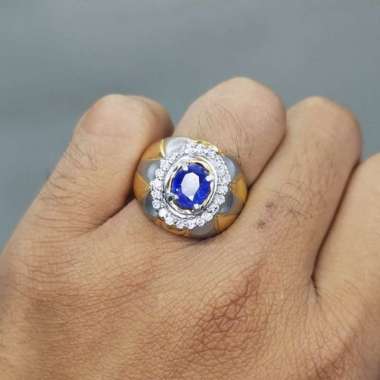 Cincin Batu Permata Alami Blue Safir Ceylon Original