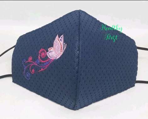 Masker bordir kupu terbang navy