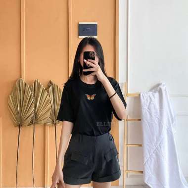 ELLIPSESINC Kaos Oversize Pria & Wanita Butterfly XXXL Hitam