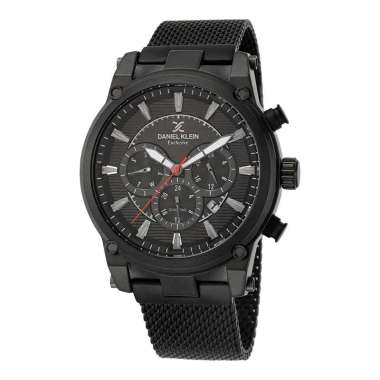 Jam Tangan Pria Daniel Klein Exclusive DK112457-1 Chronograph Dual Time Black Dial Black Stainless S