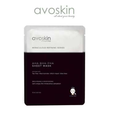 Avoskin AHA-BHA-PHA Sheet Mask - Masker Wajah Eksfoliasi - Masker Pemutih Muka Kusam - Masker Pelemb