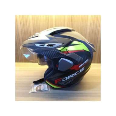 Force Matrix Double Visor Half Face Pria Dewasa Original SNI Helm Motor L Yellow Black Doff