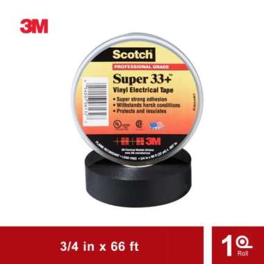 3M Scotch Super 33+ Vinyl Electrical Tape Black 3/4 inch x 66 ft Hitam