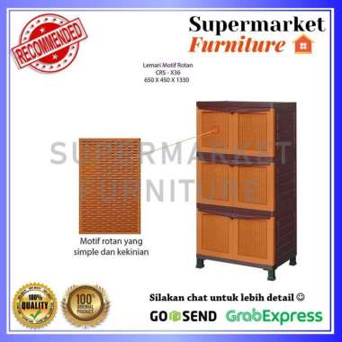 NAPOLLY LEMARI PLASTIK/ LEMARI MOTIF ROTAN CRS - X 36