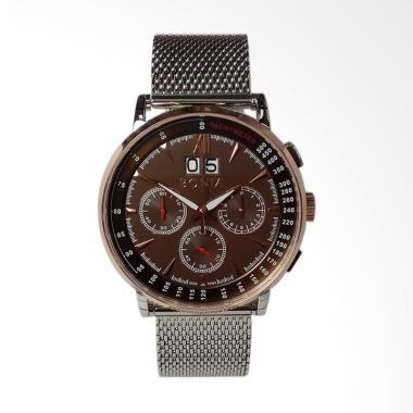Bonia Chronograph Stainless Steel Jam Tangan Pria [BNB10363] Silver Brown