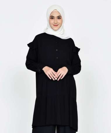 ZAHRA SIGNATURE Tunik Ruffle Irma L BLACK