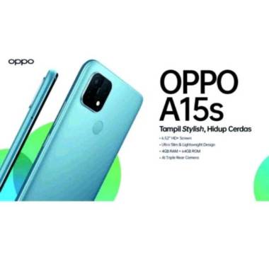 OPPO A15S RAM4/64GB GARANSI RESMI 1TH OPPO INDONESIA BIRU