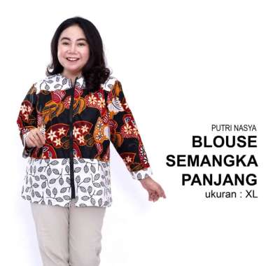 Atasan Batik Blouse Big Size Wanita Jumbo LD 140 Model Blus Jumbo Seragam Kerja Kantor Batik 5L